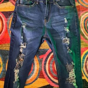 Ripped jeans front and back